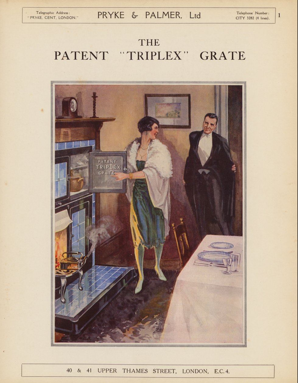 Sida ur Pryke  Palmer Ltd:s katalog, ca 1930 (färglitografi) av English School