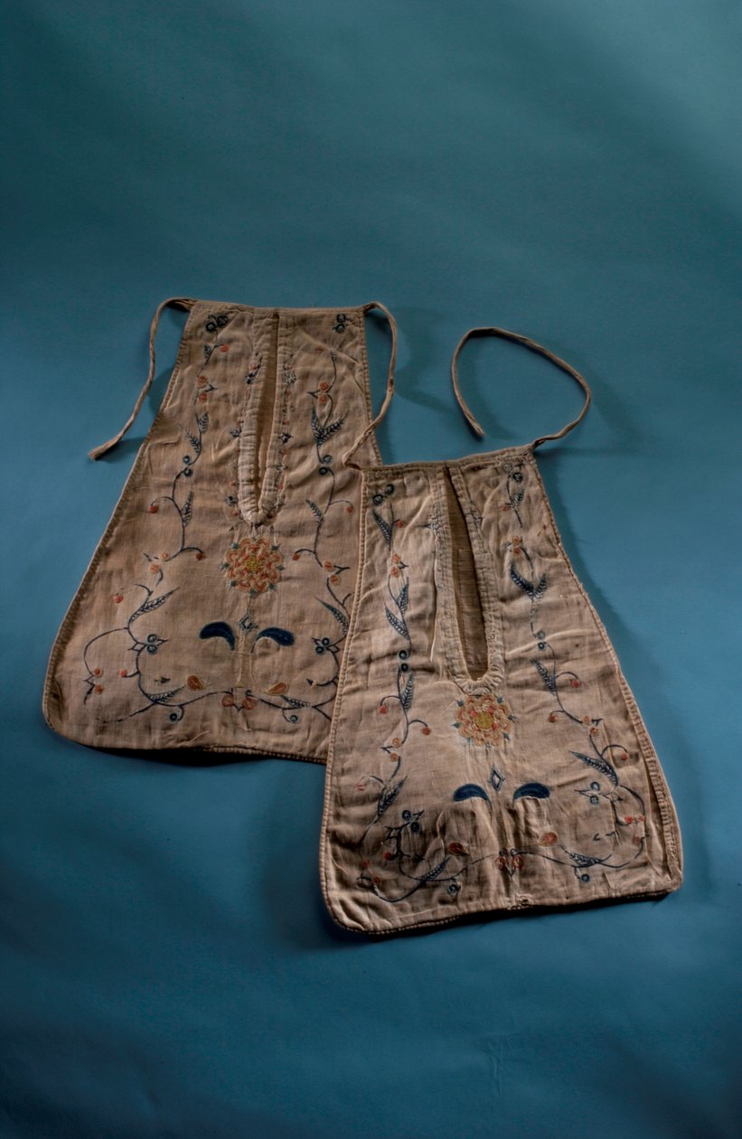 Ett par bifogade fickor, c.1750 (bomull och siden) av English School