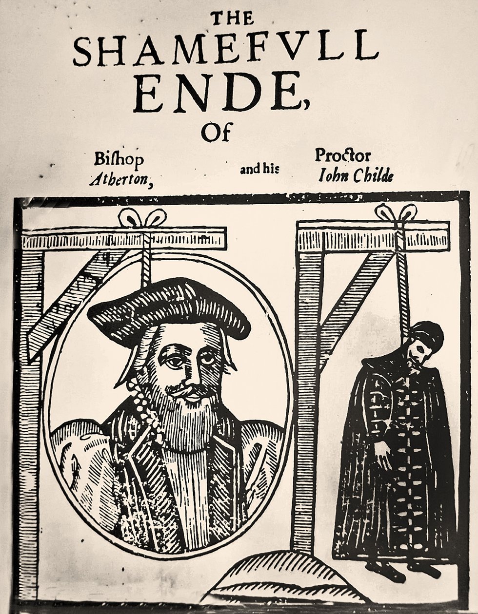 Broschyr som tillkännager avrättningen av John Atherton och hans älskare John Childe för buggeri av English School