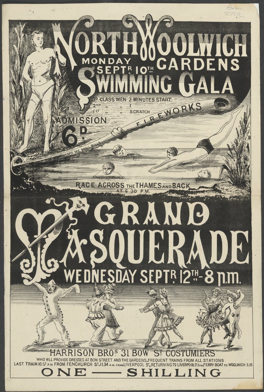 Broschyr för "Simgala och Grand Masquerade, North Woolwich Gardens" av English School