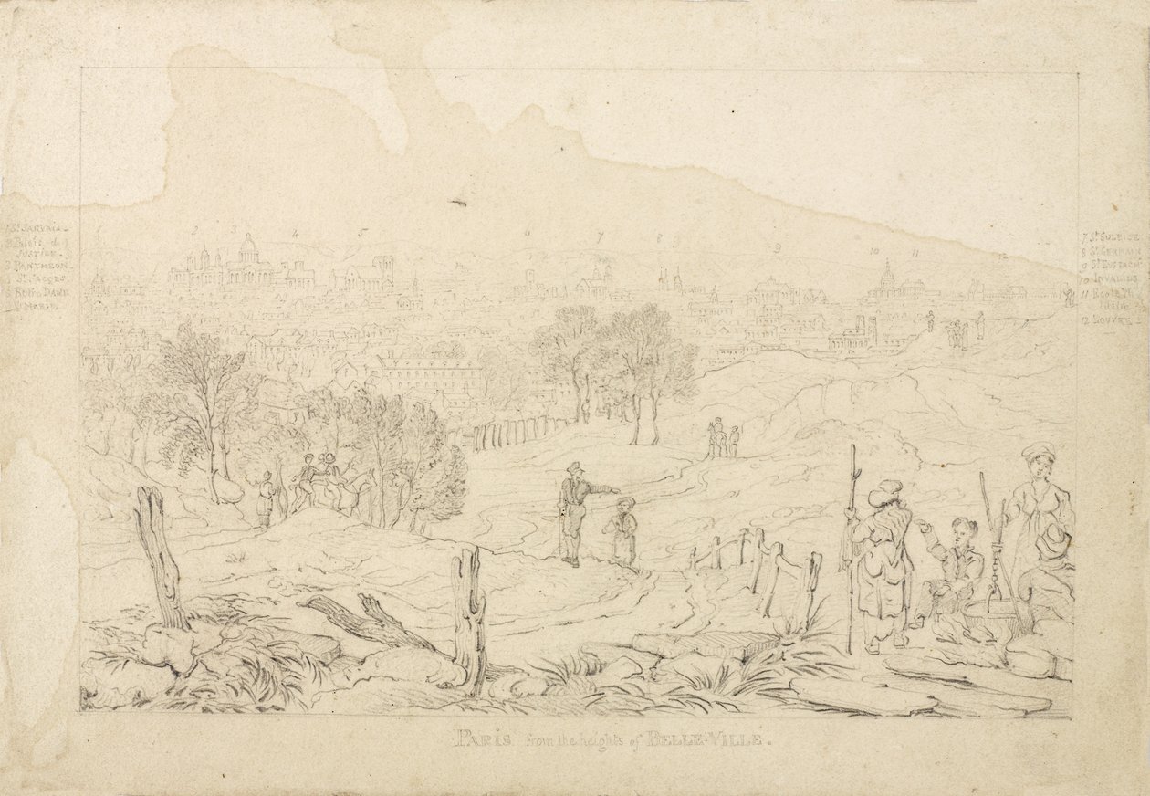 Paris från Belle Villes höjder, 1815 av English School