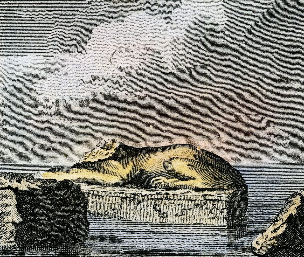 Del av en egyptisk sfinx som hittades i ruinerna av den antika staden Canopus av English School