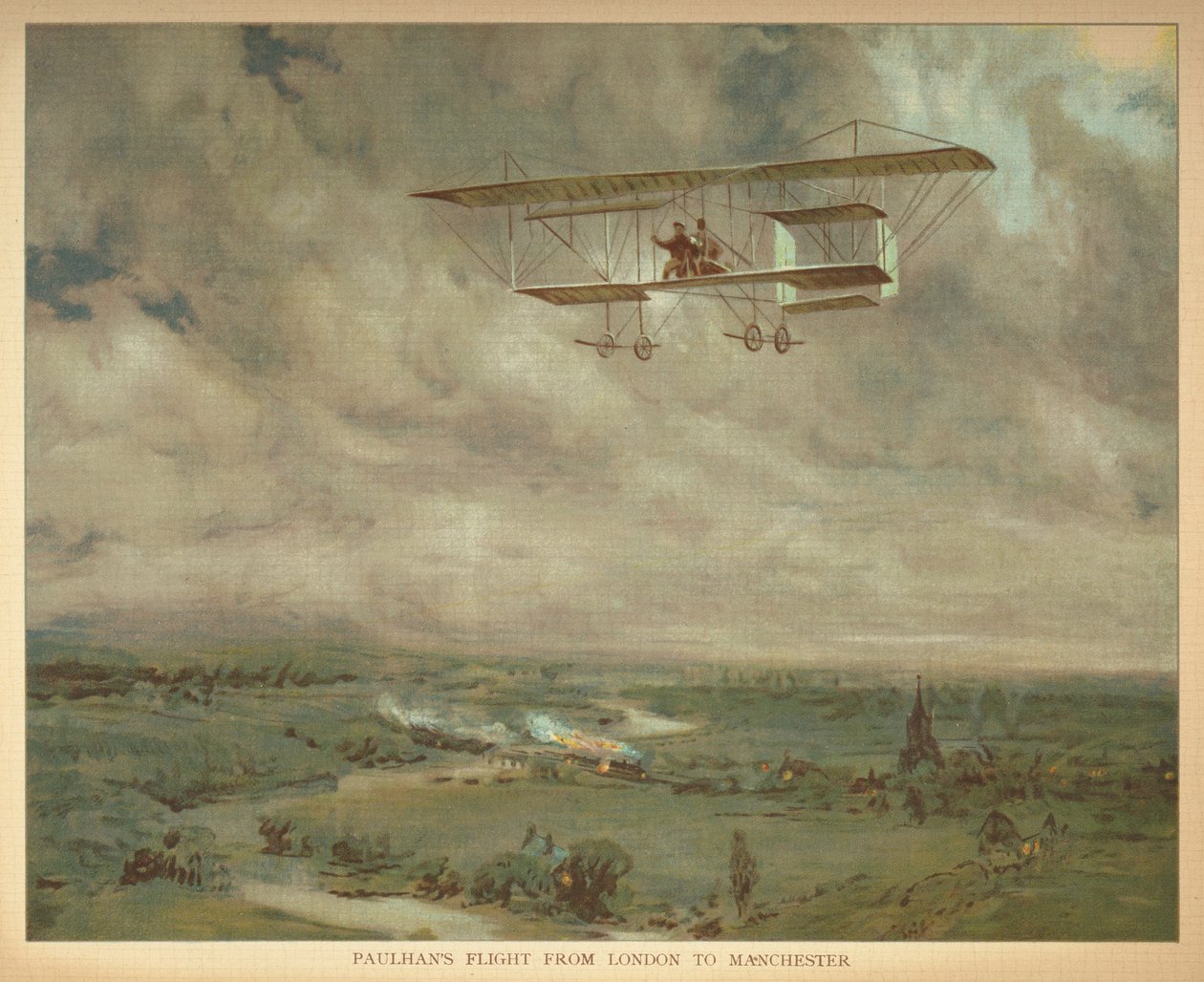 "Paulhans flyg från London till Manchester." Lilla folkets bok om luftskepp. London: Ernest Nister, [1912] av English School
