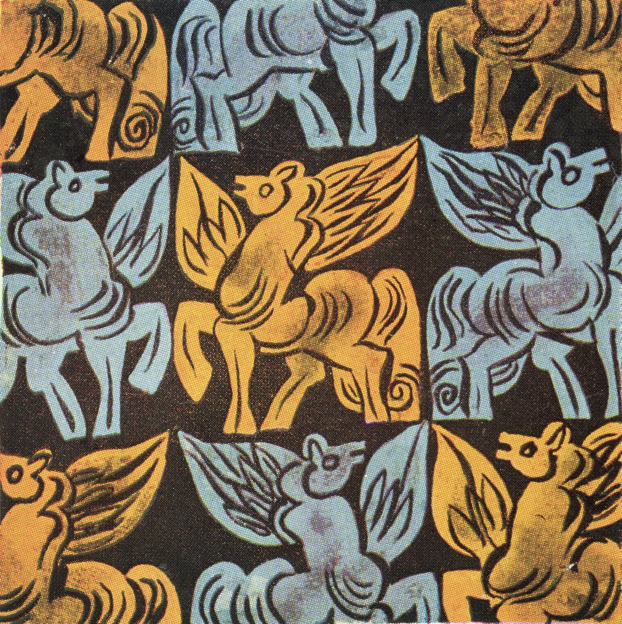 Pegasus design, möjligen Arts and Crafts Movement (bläck på papper) av English School