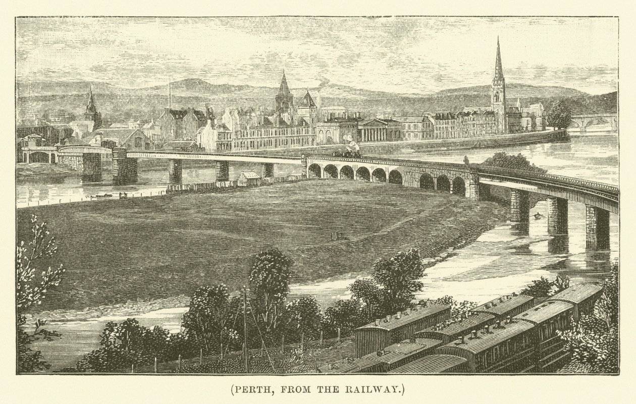 Perth, från järnvägen (gravyr) av English School