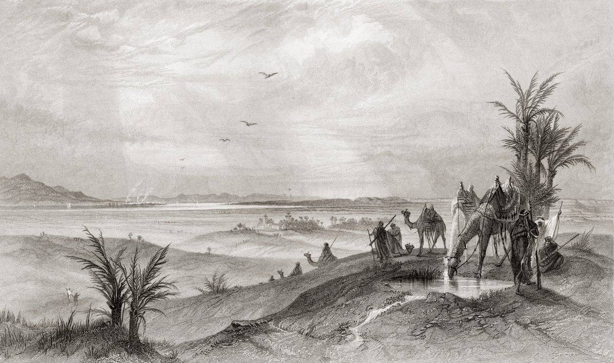 Pi Hahiroth och Röda havet, där israeliterna slog läger under utvandringen från Egypten, ur "The Imperial Bible Dictionary", publ. 1889 (tryck) av English School