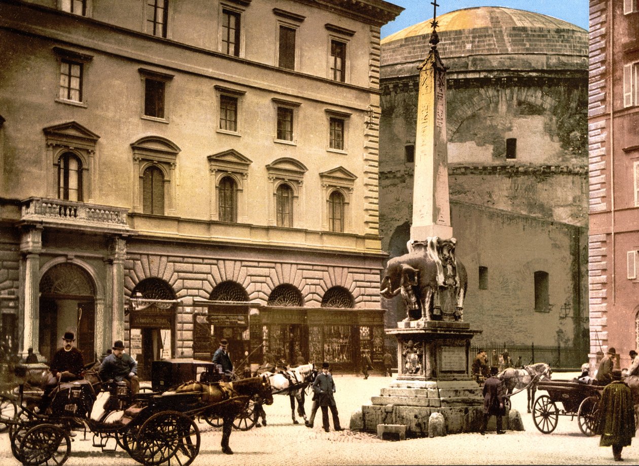 Piazza di Minerva, Rom (handfärgat foto) av English School