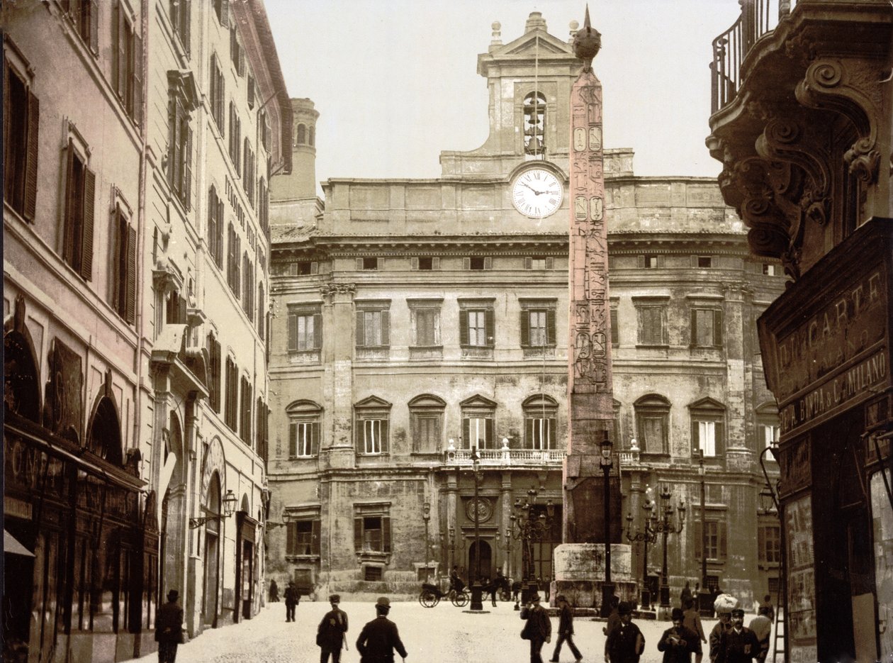 Piazza di Monte Citorio, Rom (handfärgat foto) av English School