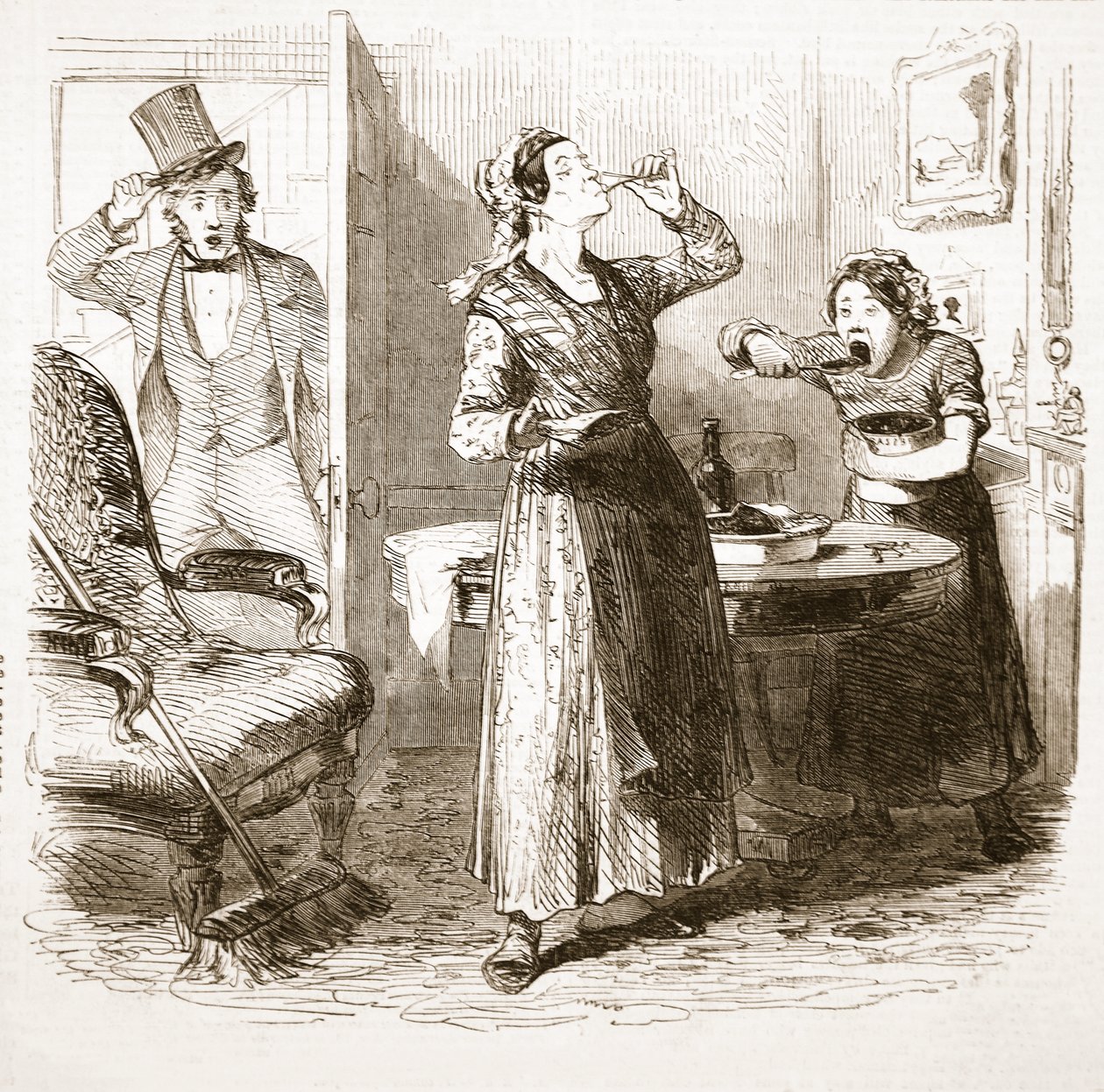 Pittoreska Sketches of London: The Lodging House, från The Illustrated London News, 1849 av English School
