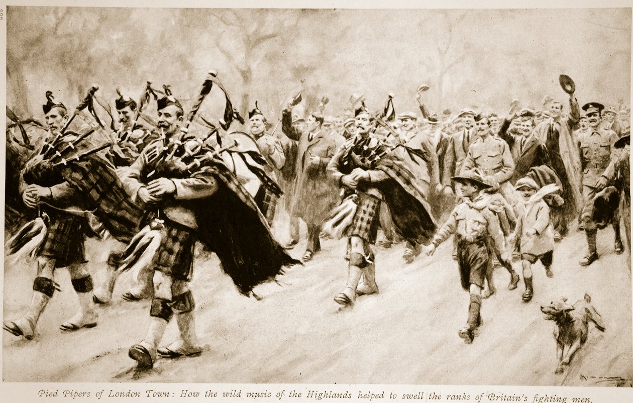 Pied Pipers of London Town: Hur höglandets vilda musik hjälpte till att svälla raden av brittiska stridsmän, 1914-19 av English School