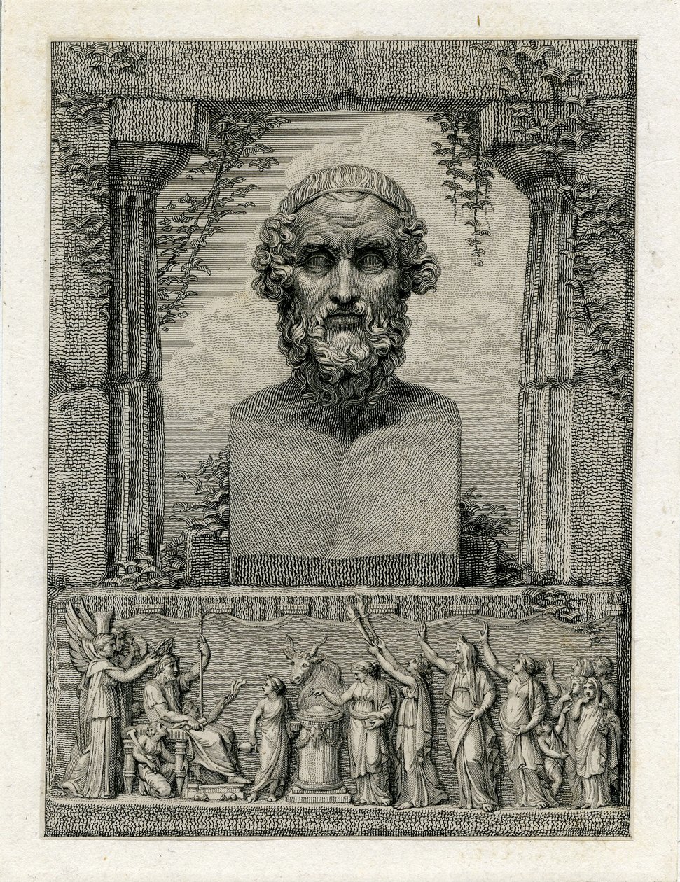 Pindar, antik grekisk lyrisk poet (c.522-c.433 f.Kr.) (gravyr) av English School