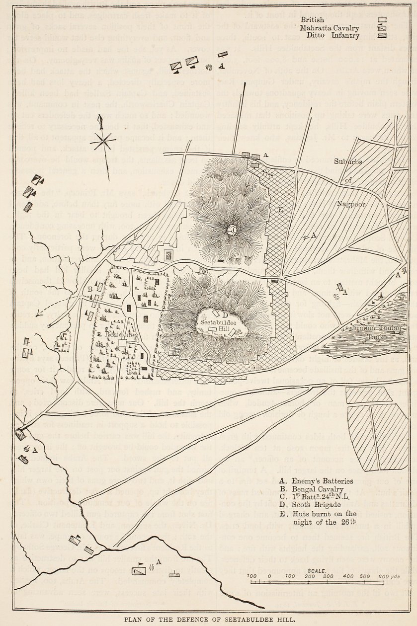 Plan för försvaret av Sitabuldi Hill, illustration från Cassell