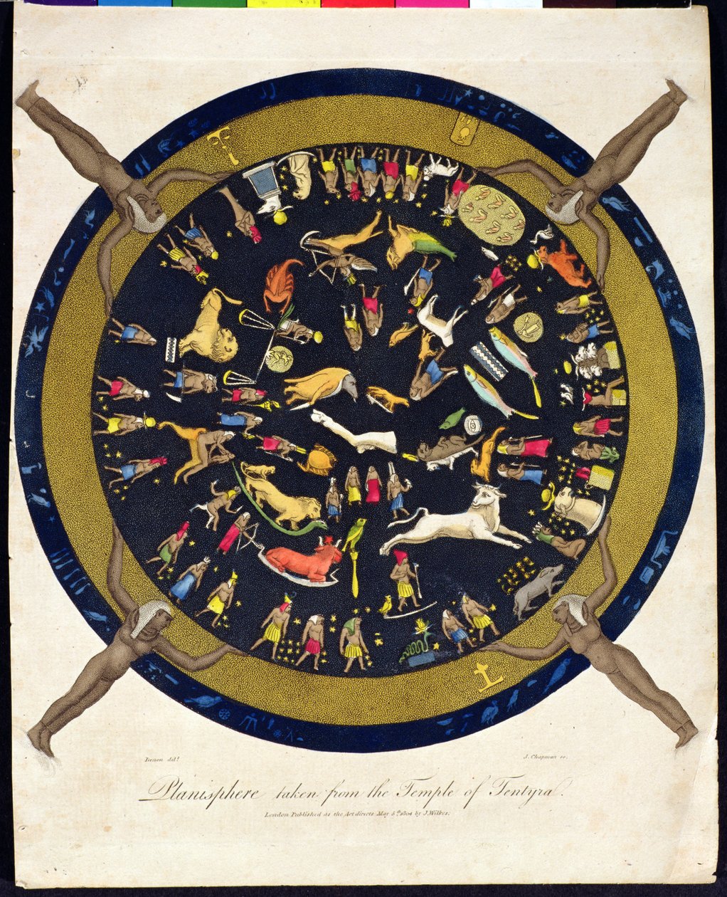 Planisphere hämtad från Temple of Tentyra, graverad av J. Chapman, publicerad av J. Wilkes 1804 av English School