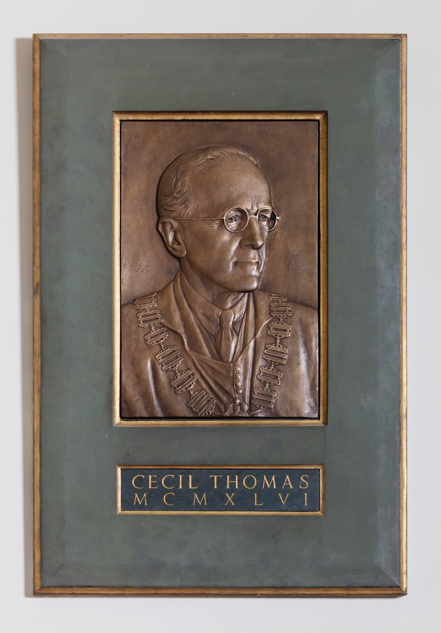 Plakett med Cecil Thomas, skulptör och medaljör, 1946 av English School