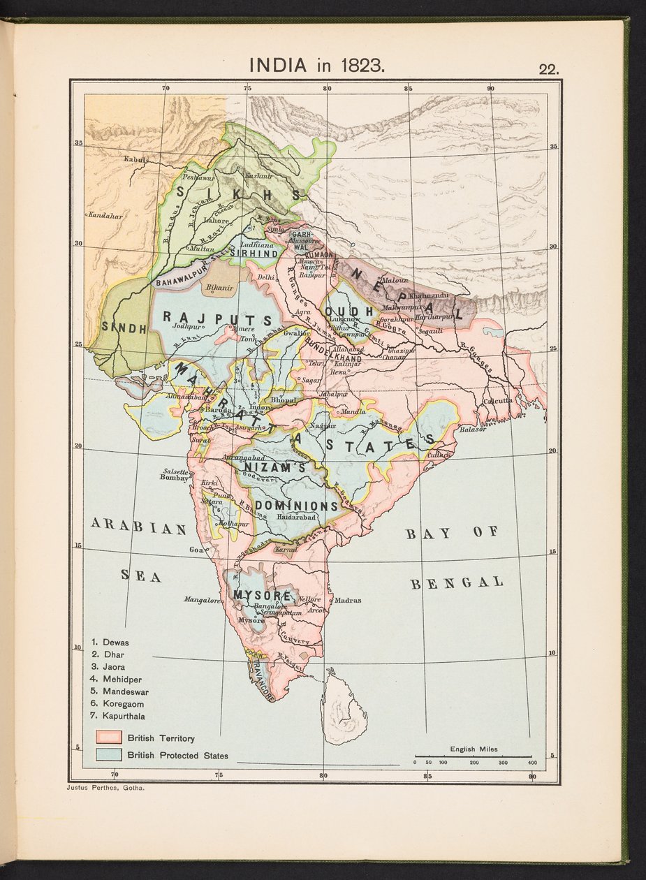Tallrik från Historical Atlas of India av Charles Joppen av English School