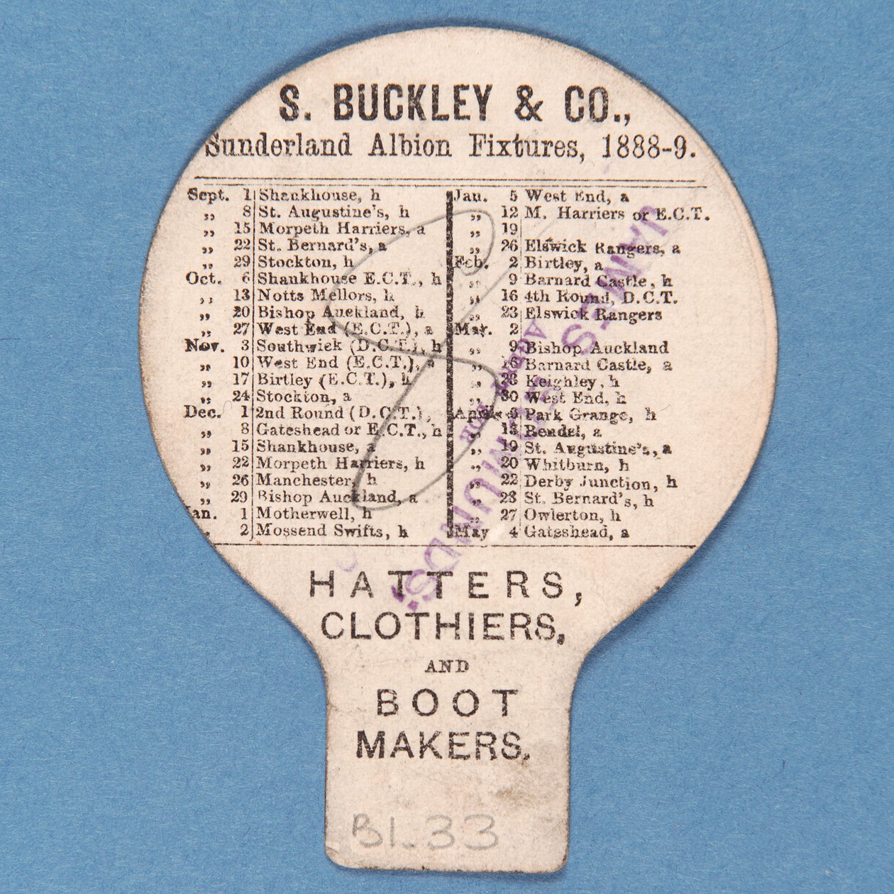 Spela Up Albion, Buckley for Hats av English School