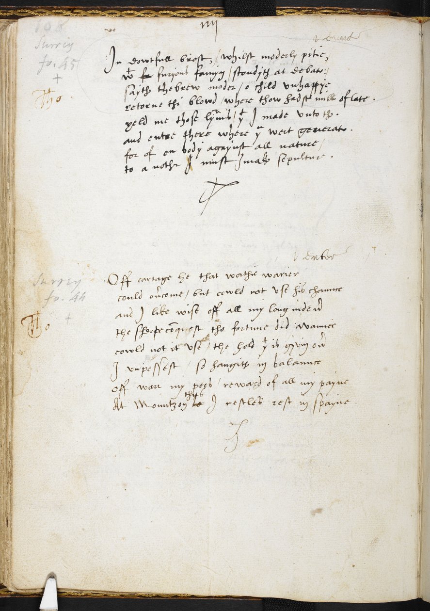 Sir Thomas Wyatts dikter, f.54v, ca 1530-39 (bläck på papper) av English School