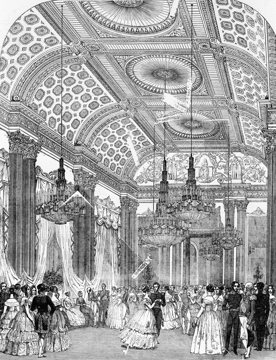 Polkadans på en statsbal i Buckingham Palace, 1848 av English School