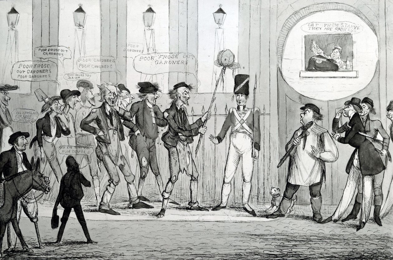 De fattiga frös ut Gardners, 1820 av English School