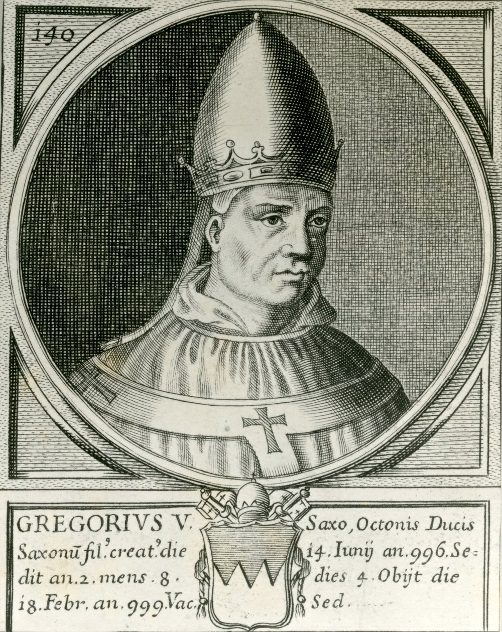Påven Gregorius V (972-999) (gravyr) av English School