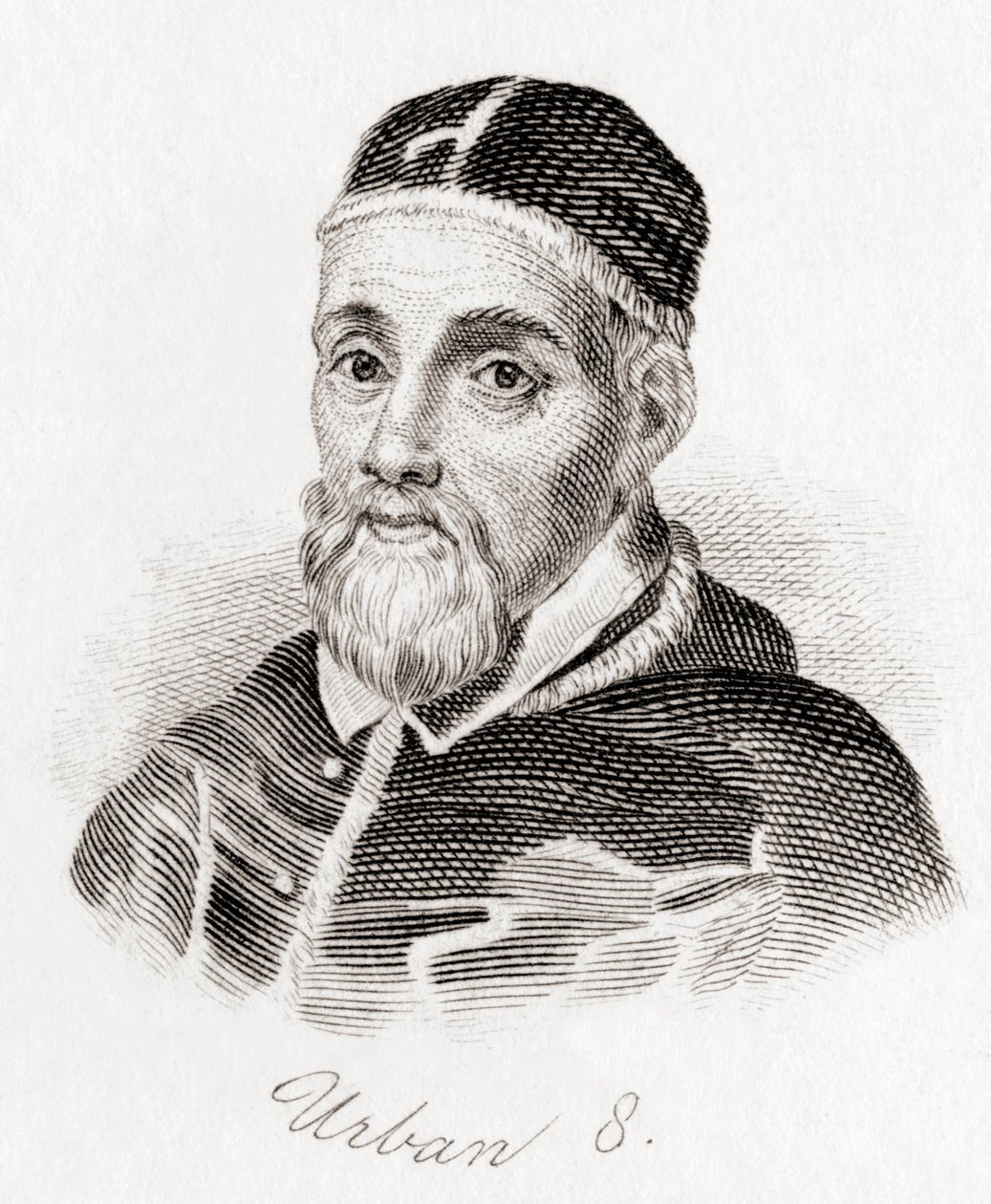 Påve Urban VIII, c.1568 -1644, född Maffeo Barberini (gravyr) av English School