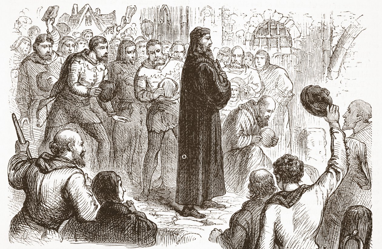 Populär demonstration på Lambeth Palace till förmån för Wickliffe, illustration från The History of Protestantism av James Aitken Wylie (1808-1890), pub. 1878 av English School