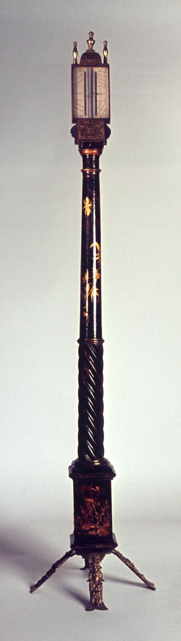 Bärbar pinnbarometer med chinoiserie-dekor, sent 1600-tal av English School