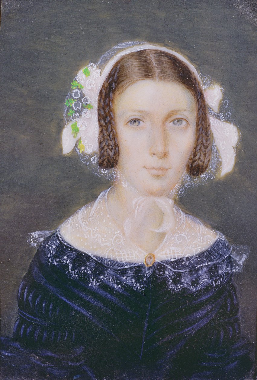 Porträttminiatyr av Fanny Brawne, 1833 (wc på papper) av English School
