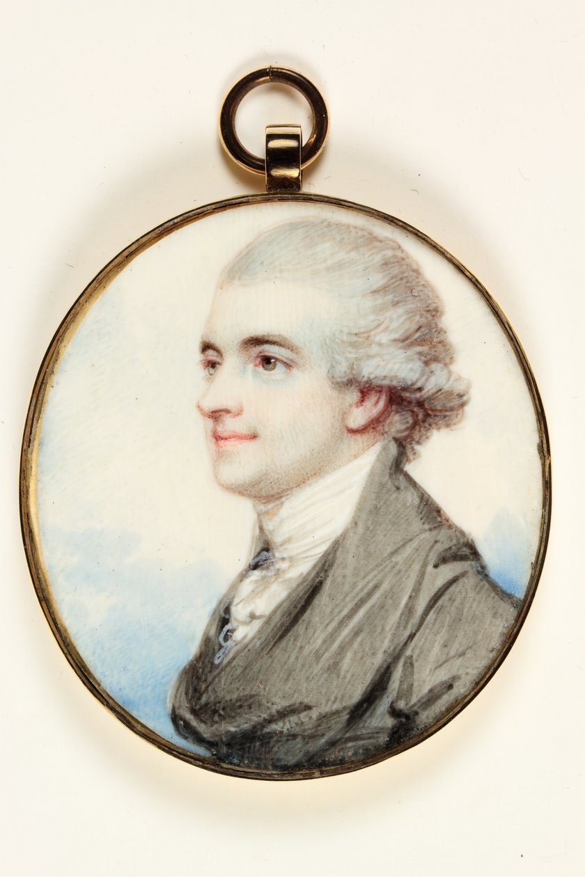 Porträtt av Lord Edward Charles Cavendish Bentinck (akvarell på elfenben) av English School