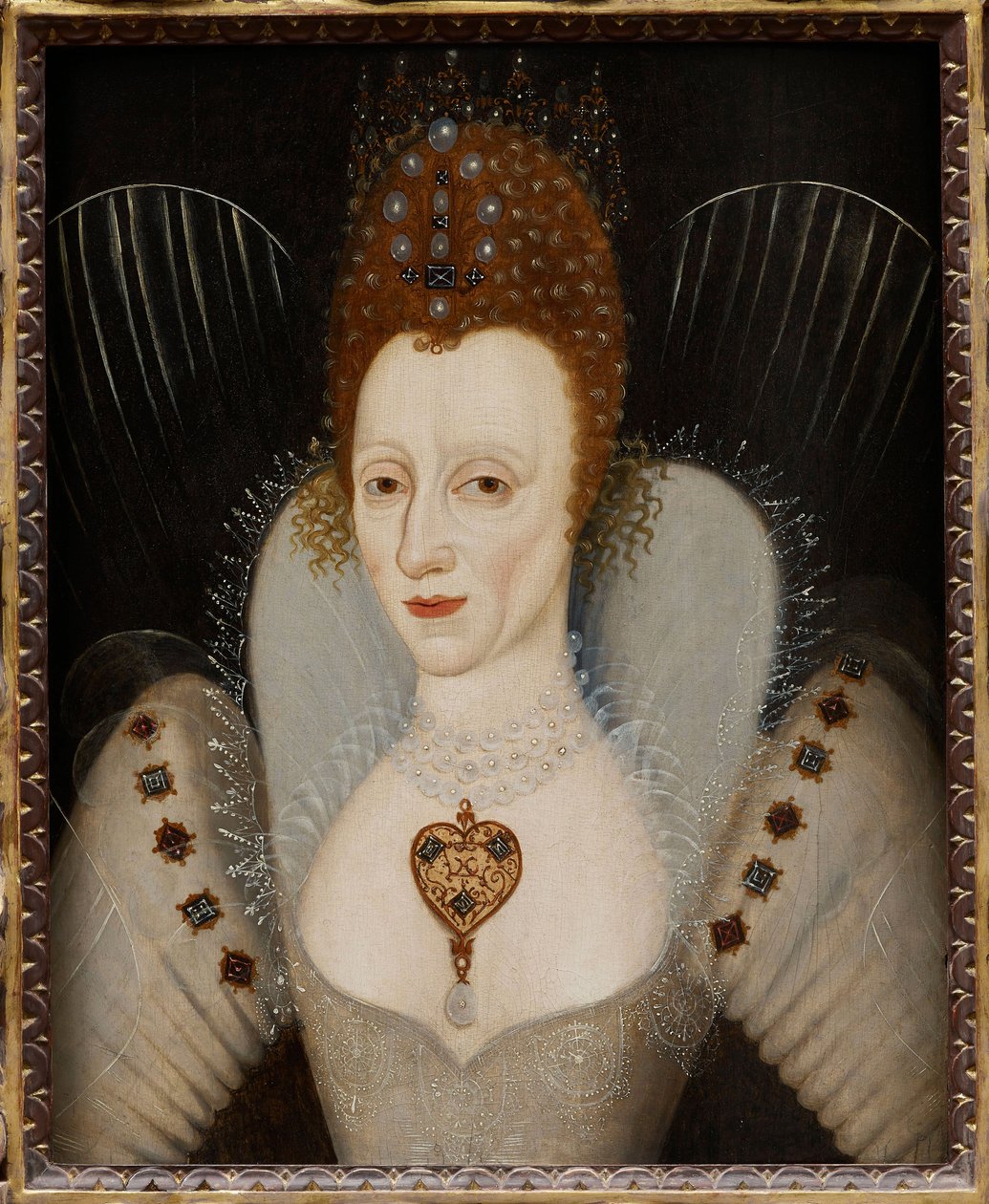 ""Porträtt av drottning Elizabeth I av England"" (Porträtt av drottning Elizabeth I (1533-1603)) Anonym målning Circa 1600 privat samling av English School