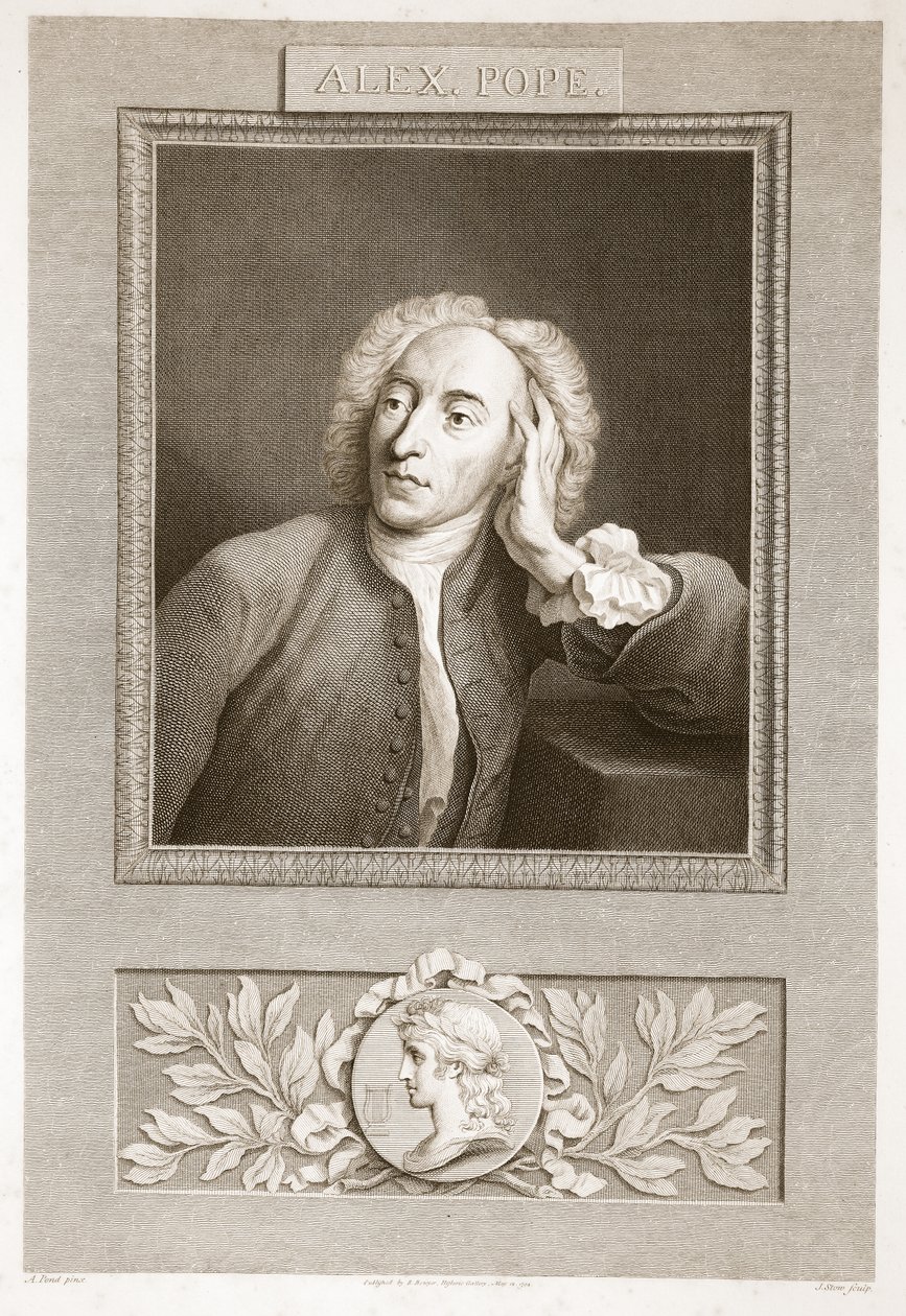 Porträtt av Alexander Pope, illustration från David Humes The History of England, pub. av R. Bowyer, London, 1812 av English School