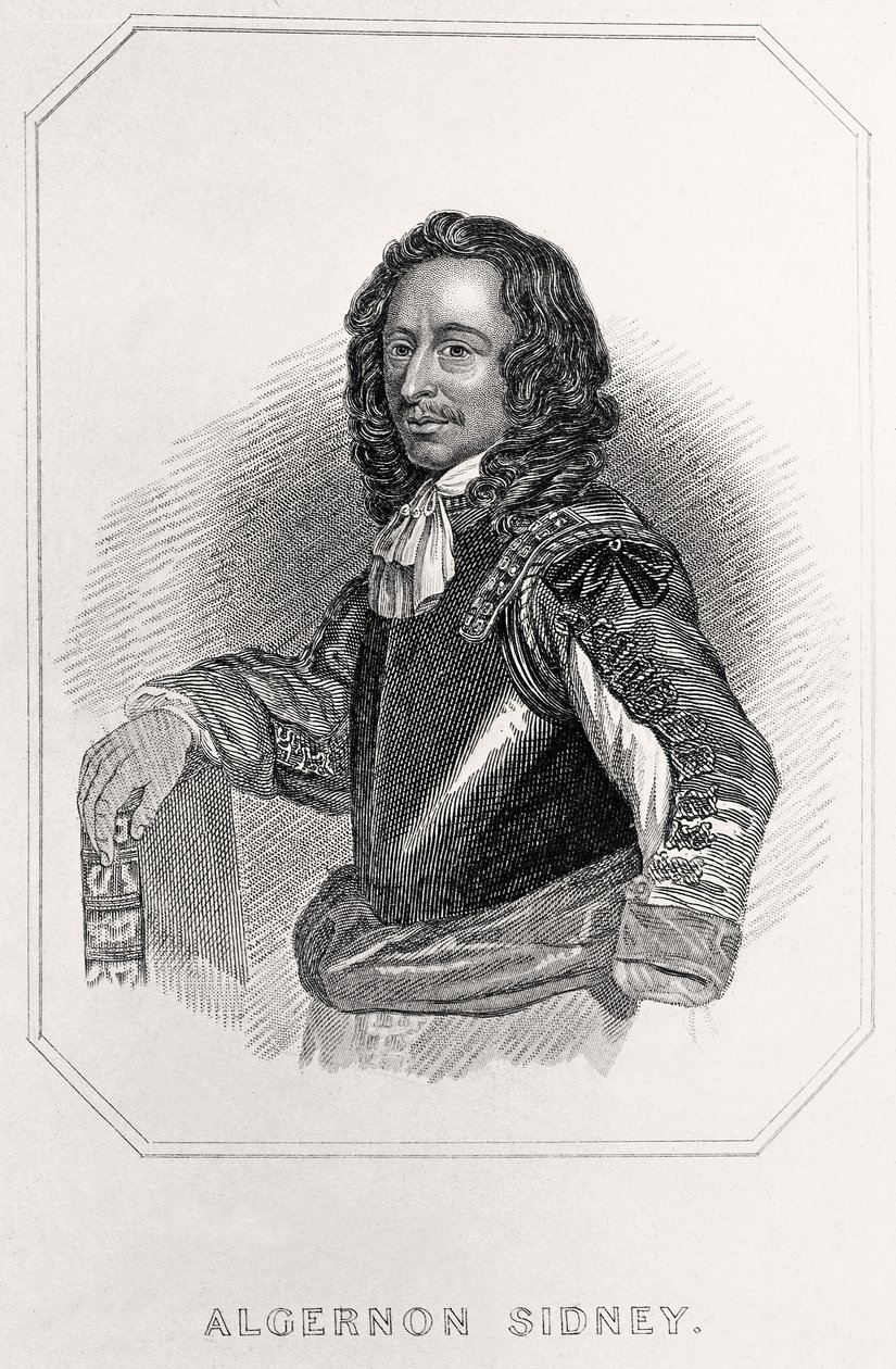 Porträtt av Algernon Sidney, 1835 av English School