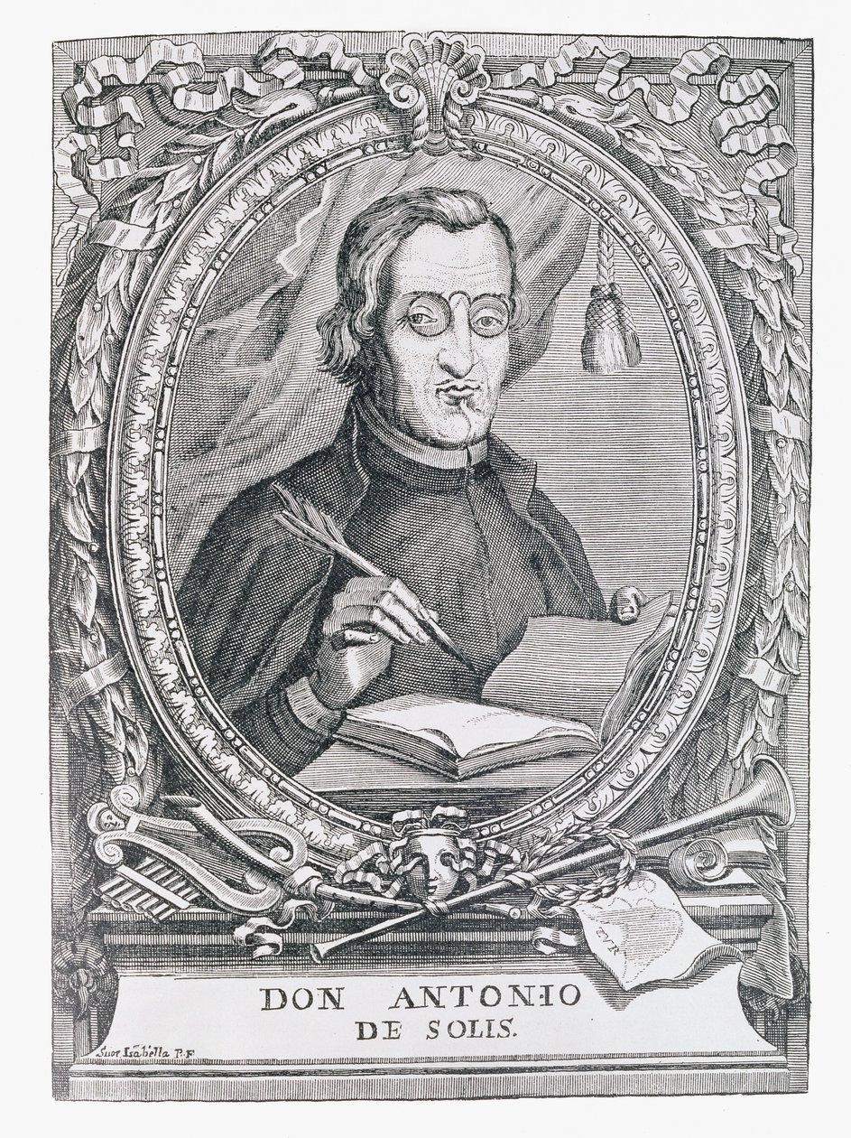 Porträtt av Antonio de Solis y Rivadeneira (1610-86) från "The Narrative and Critical History of America", redigerad av Justin Winsor, London 1886. av English School