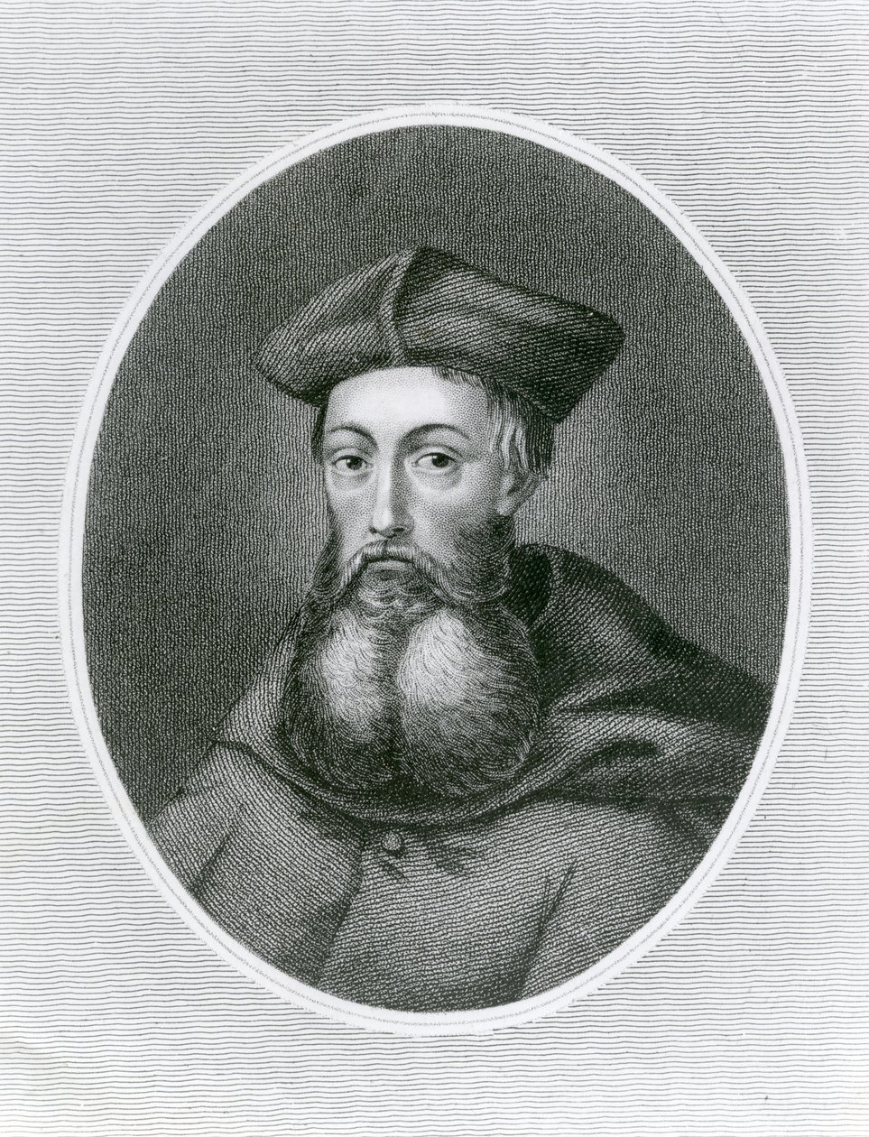 Porträtt av kardinal Reginald Pole (1500-58) (gravyr) av English School