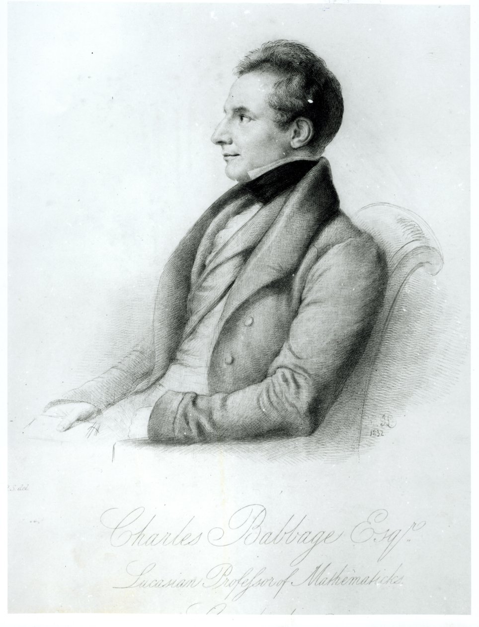 Porträtt av Charles Babbage (1792-1871) 1832 av English School