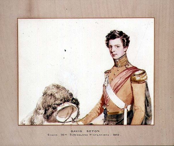 Porträtt av David Seton, fänrik 93rd Sutherland Highlanders av English School