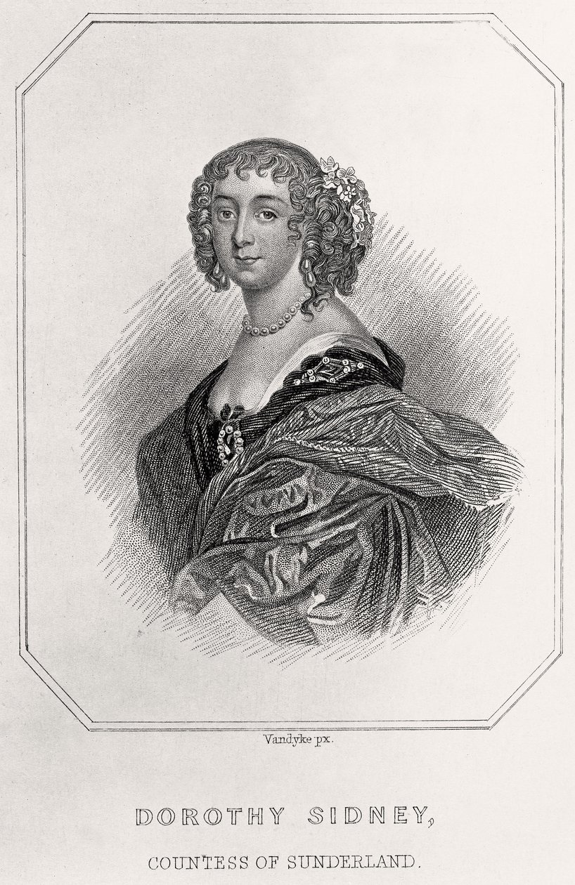 Porträtt av Dorothy Sidney, grevinna av Sunderland, 1835 av English School