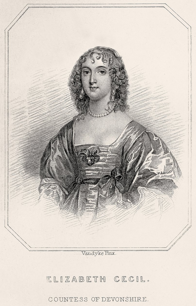 Porträtt av Elizabeth Cecil, grevinna av Devonshire, 1835 av English School