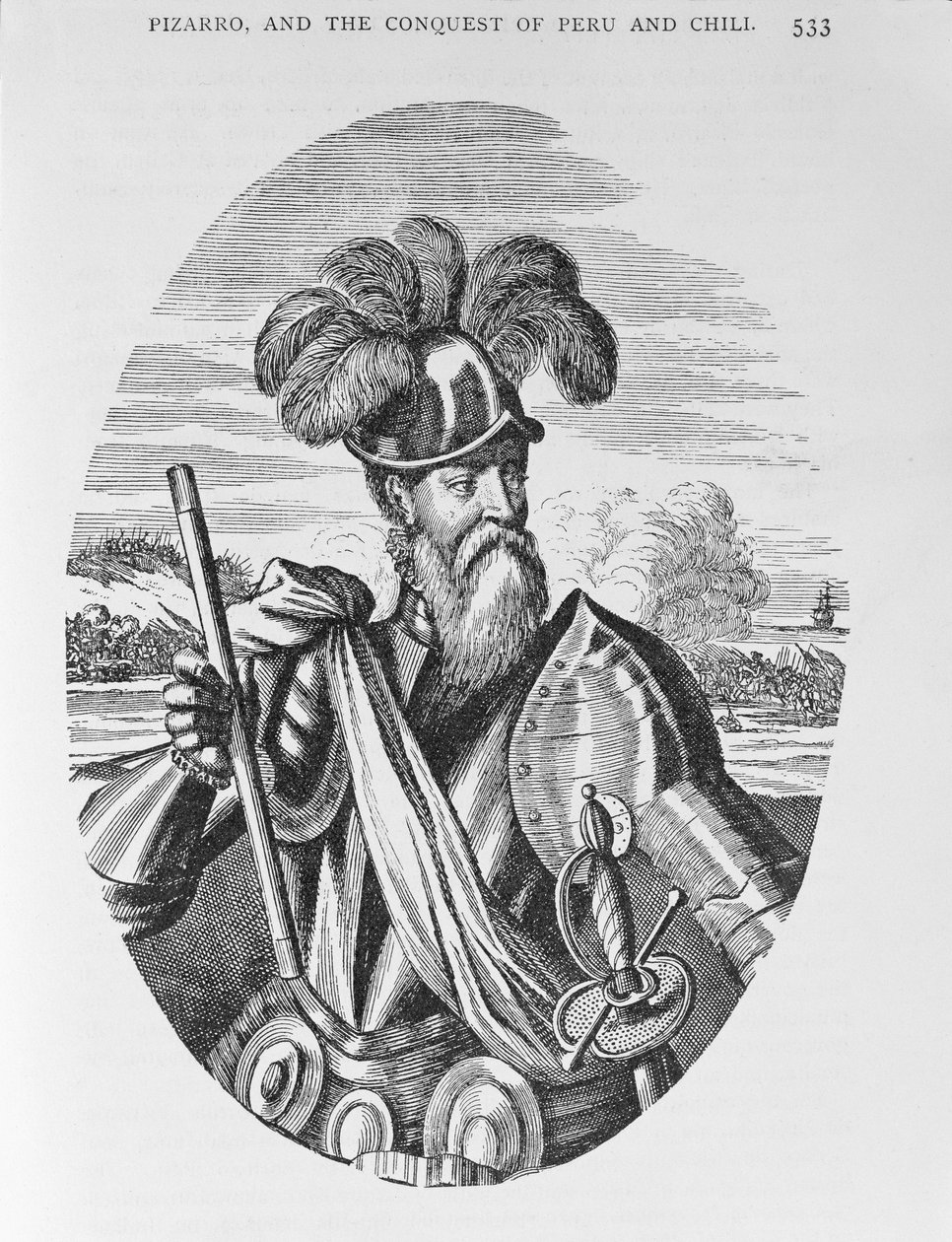 Porträtt av Francisco Pizarro (ca 1475-1541) från 