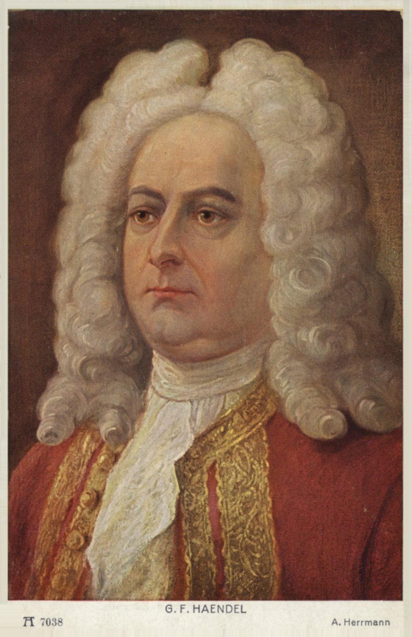 Porträtt av George Friedrich Händel (färglitografi) av English School