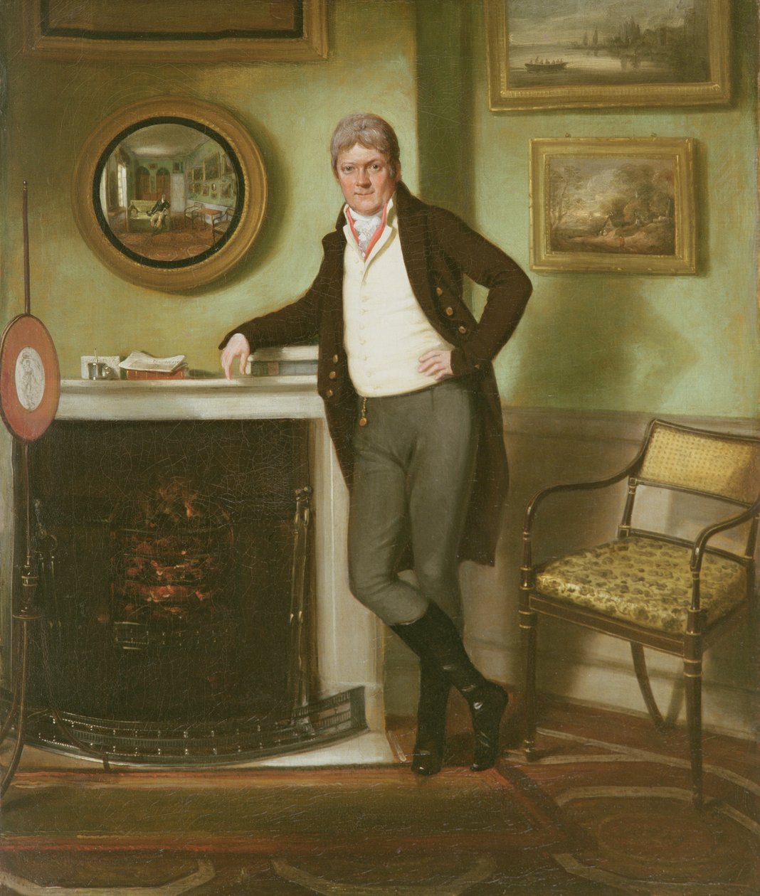 Porträtt av George Henckell i hans studie, c.1800 av English School