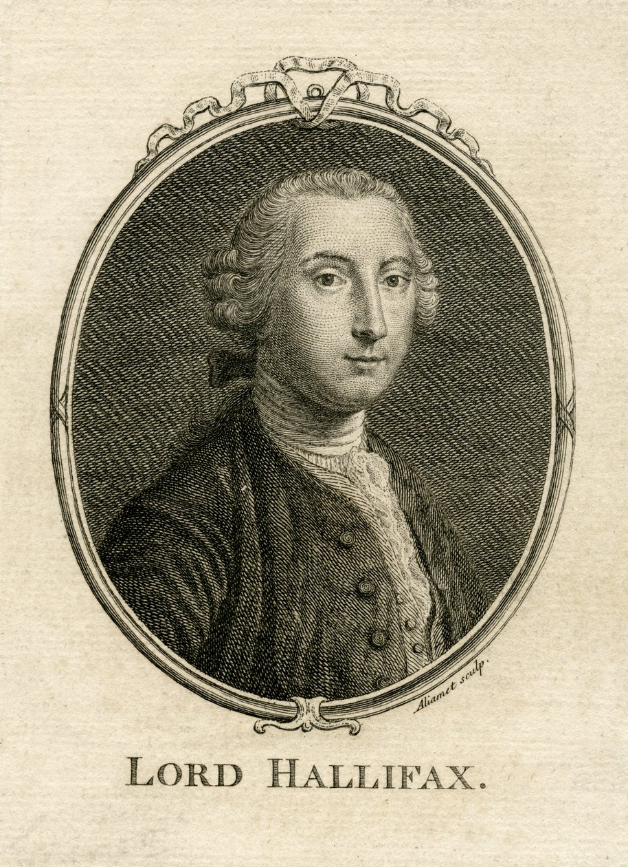 Porträtt av George Montagu Dunk, 2nd Earl of Halifax (1716-71), graverad av Aliamet av English School