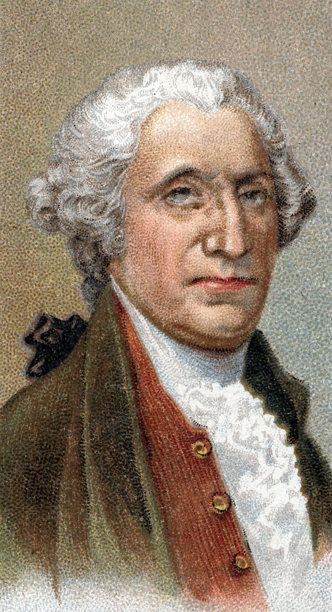 Porträtt av George Washington (1732-1799), amerikansk politiker och militärledare, USA:s första president - Från serien "" Leaders of Men"" - Chromolithography - English School, 1900-talet - av English School