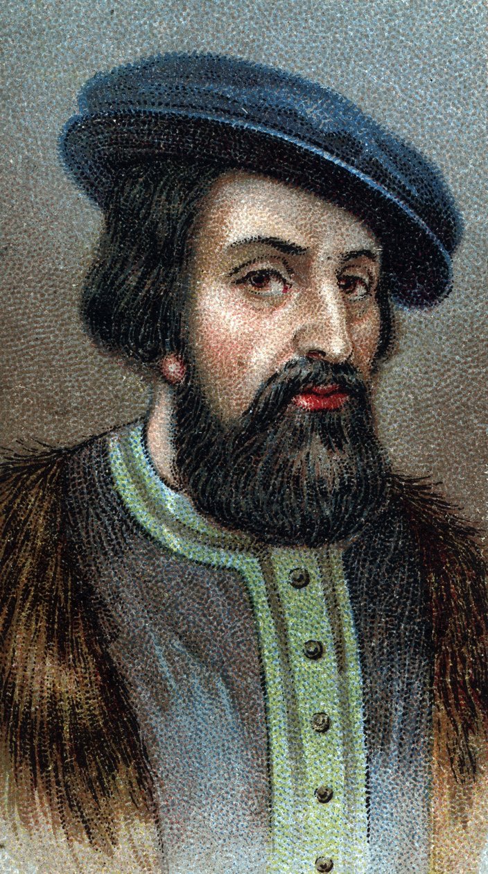 Porträtt av HERNANDO (Hernan) CORTES (Cortez) (1485-1547) Engelsk erövrare - Från serien "" Leaders of Men"" - Chromolithography - English School, 20th century - av English School