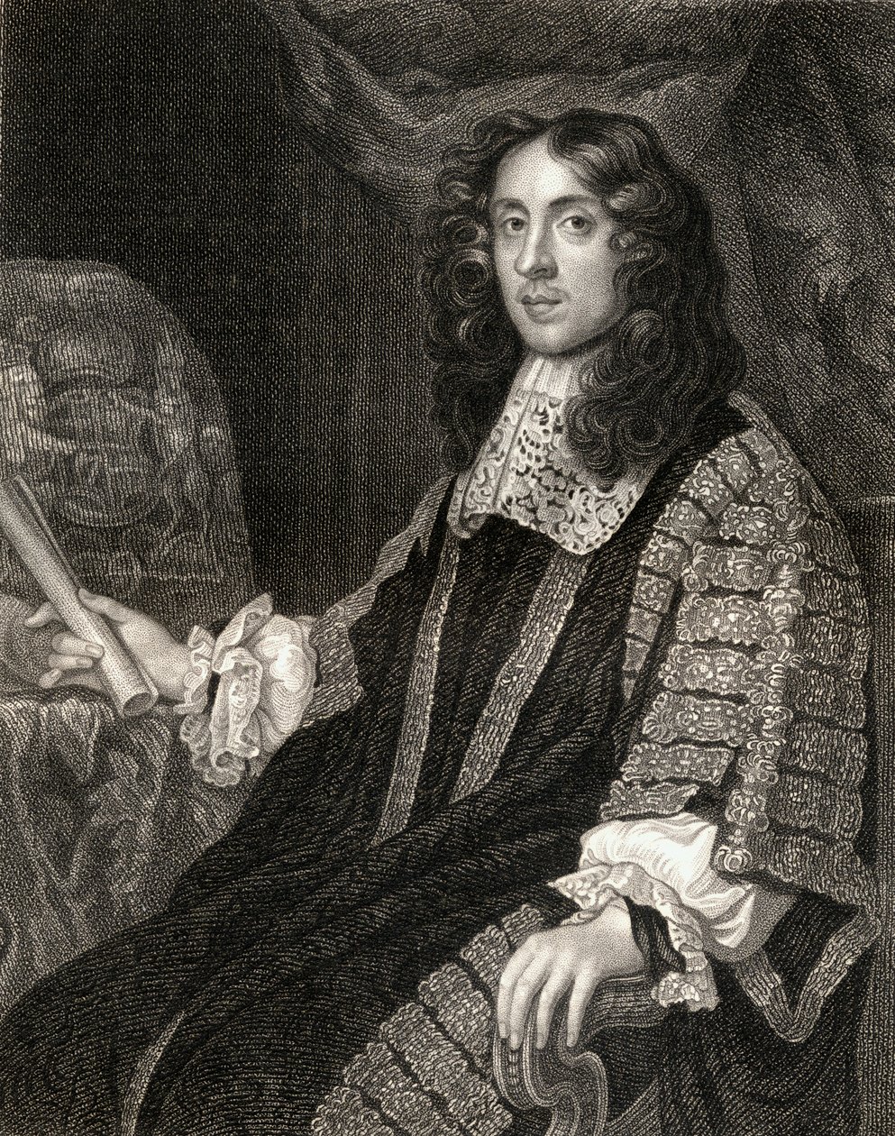 Porträtt av Heneage Finch (1621-82), från Lodges British Portraits, 1823 av English School
