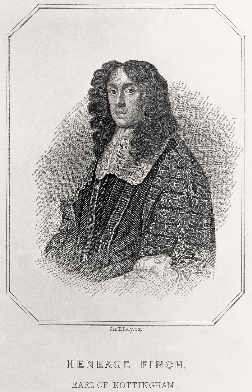Porträtt av Heneage Finch, Earl of Nottingham, 1835 av English School