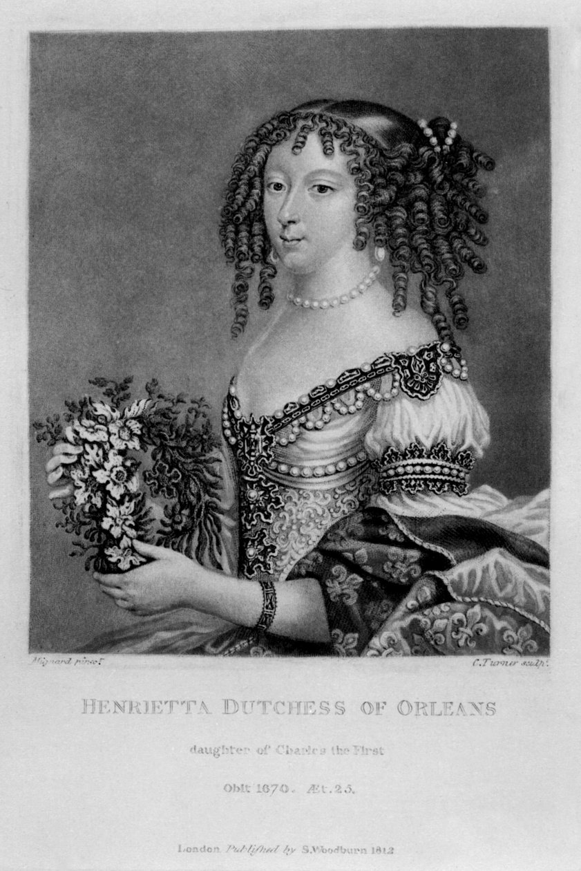 Porträtt av Henrietta Anne, hertiginna av Orleans, från "Characters Illustrious in British History", av Richard Earlom och Charles Turner, 1815 av English School