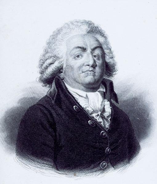 Porträtt av Honore-Gabriel Riqueti (1749-91) greve av Mirabeau (gravyr) av English School
