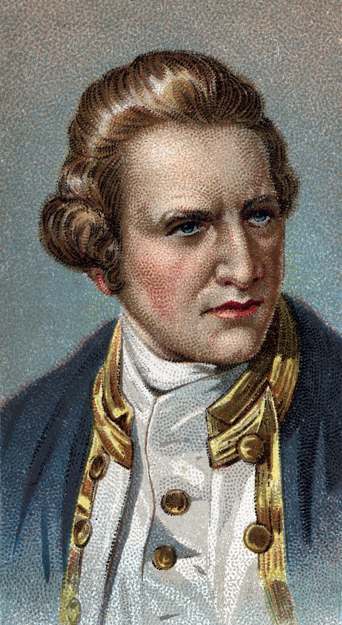 Porträtt av James Cook - Porträtt av James Cook (1728 - 1779), brittisk navigatör - Från serien "" Leaders of Men"" - Kromolitografi - Engelska skolan, 1900-talet - av English School