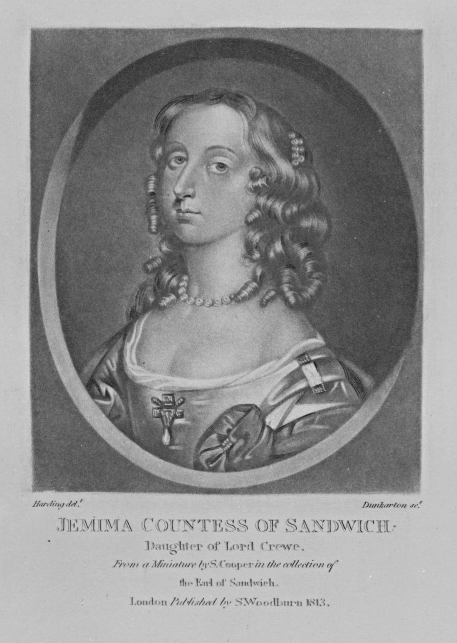 Porträtt av Jemima grevinnan av Sandwich, från "Characters Illustrious in British History", av Richard Earlom och Charles Turner, 1815 av English School